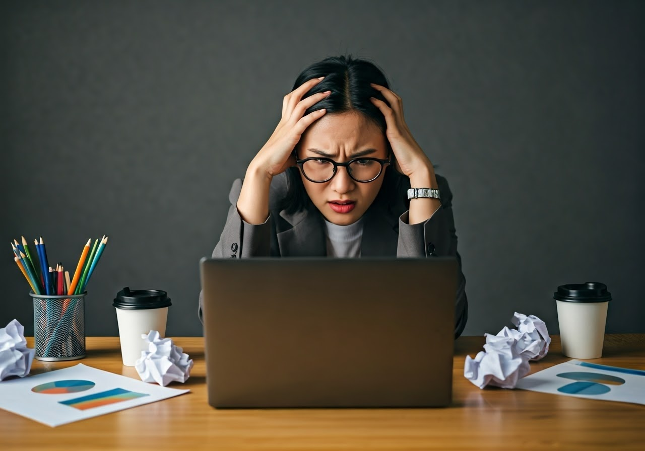 Professional struggling with content creation